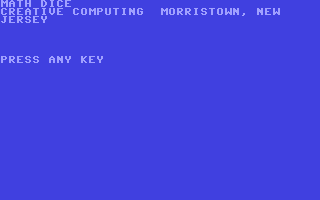 C64 GameBase Math_Dice Creative_Computing 1978