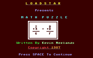 C64 GameBase Math_Puzzle Loadstar/Softdisk_Publishing,_Inc. 1987