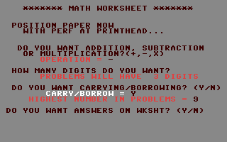 C64 GameBase Math_Worksheet CW_Communications,_Inc./RUN 1985
