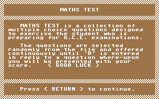 C64 GameBase Mathematics_Test_-_'O'_Level Paxman_Promotions 1983