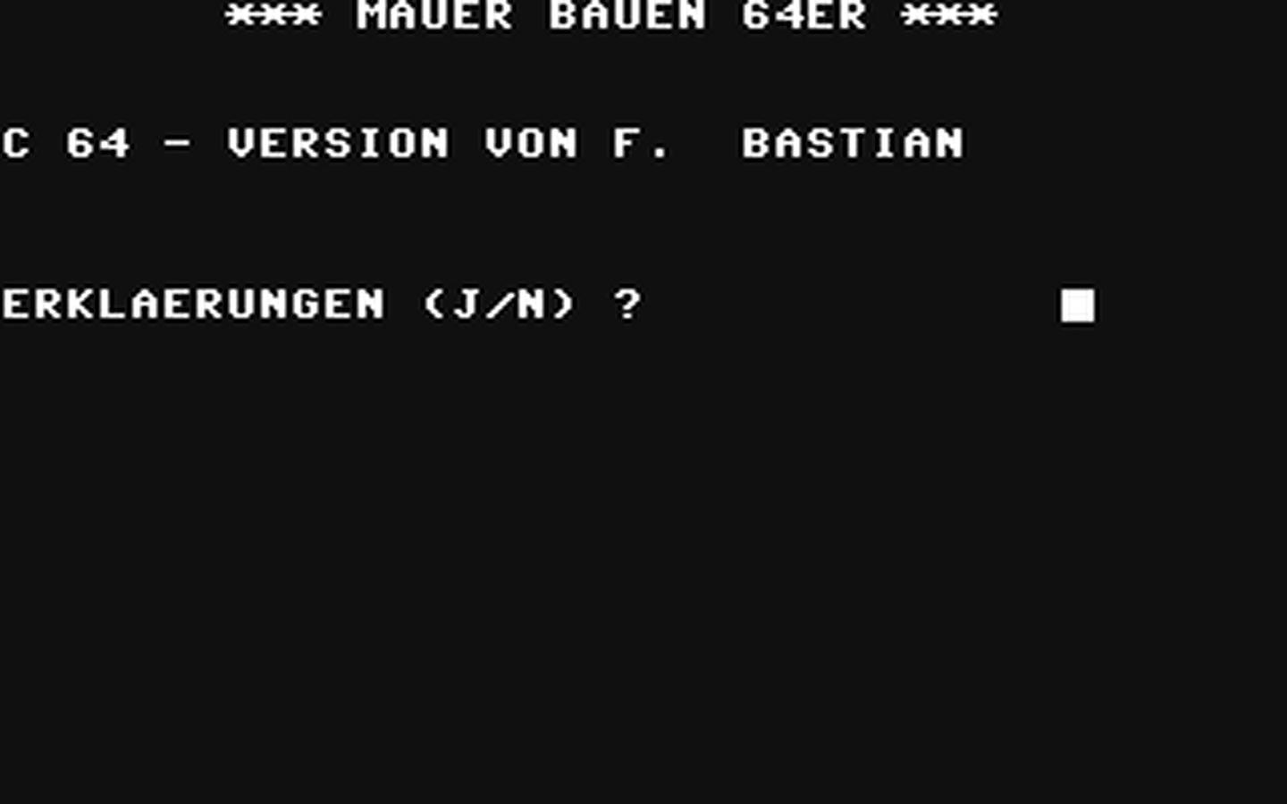 C64 GameBase Mauer_bauen_64er CW-Publikationen_Verlags_GmbH/RUN 1987