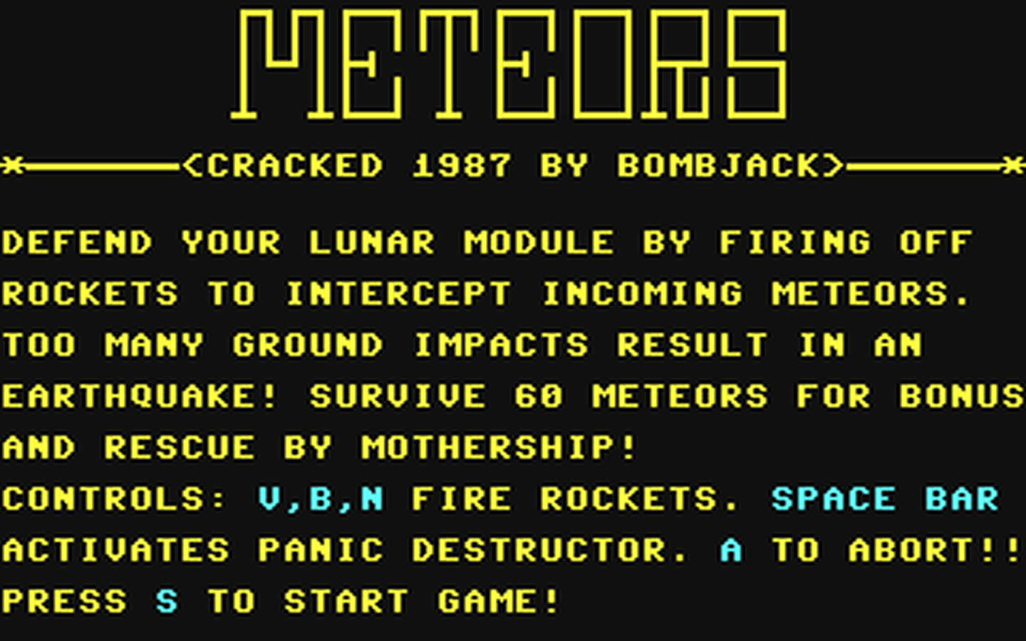 C64 GameBase Meteors 1987