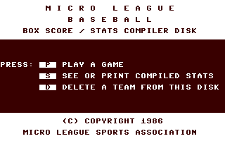 C64 GameBase MicroLeague_Baseball_-_Box_Score_/_Stats_Compiler_Disk Microleague_Sports 1986