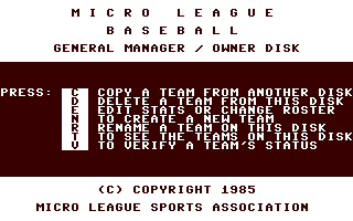 C64 GameBase MicroLeague_Baseball_-_General_Manager_/_Owner_Disk Microleague_Sports 1985