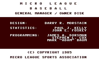 C64 GameBase MicroLeague_Baseball_-_General_Manager_/_Owner_Disk Microleague_Sports 1985