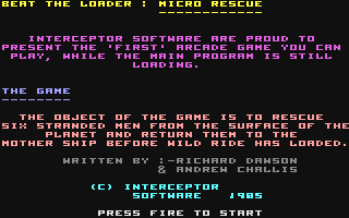 C64 GameBase Micro_Rescue Interceptor_Software 1985