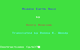 C64 GameBase Middle_Earth_Quiz Loadstar/Softalk_Production 1984