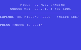 C64 GameBase Miser The_Code_Works/CURSOR 1981