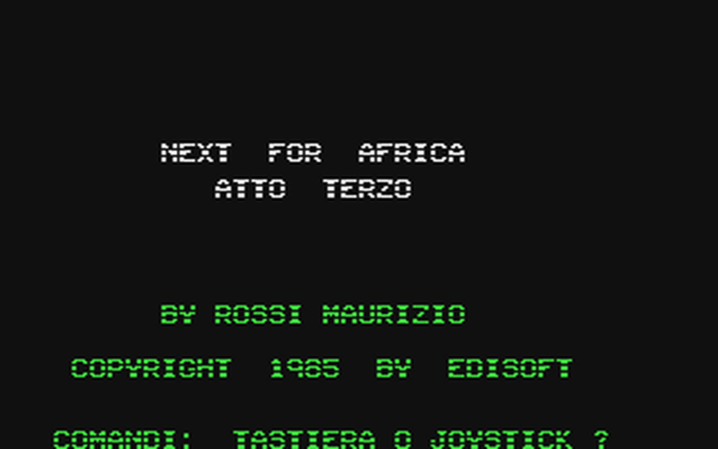 C64 GameBase Missione_Africa Edisoft_S.r.l./Next_Game 1985