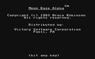 C64 GameBase Moon_Base_Alpha Victory_Software 1983