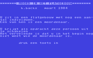 C64 GameBase Moord_in_het_Flatgebouw Kluwer_Technische_Boeken_B.V. 1984
