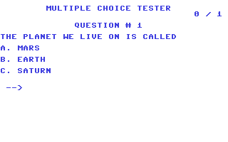 C64 GameBase Multiple_Choice_Tester Loadstar/Softalk_Production 1984