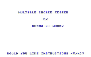 C64 GameBase Multiple_Choice_Tester Loadstar/Softalk_Production 1984