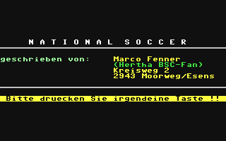 C64 GameBase National_Soccer (Public_Domain) 1991