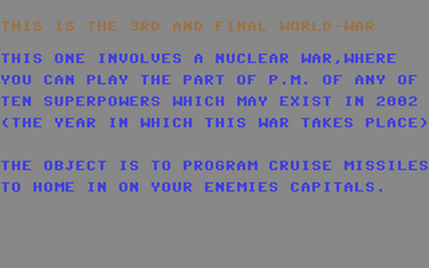 C64 GameBase Nuclear_War (Public_Domain)