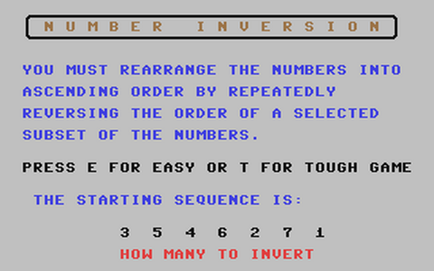C64 GameBase Number_Inversion Street_Games 1986
