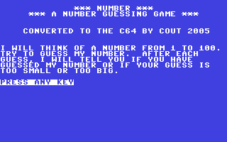 C64 GameBase Number (Not_Published) 2005