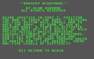 C64 GameBase Nursery_Nightmare Cable_Software_Ltd. 1984