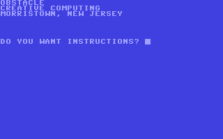 C64 GameBase Obstacle Creative_Computing 1979
