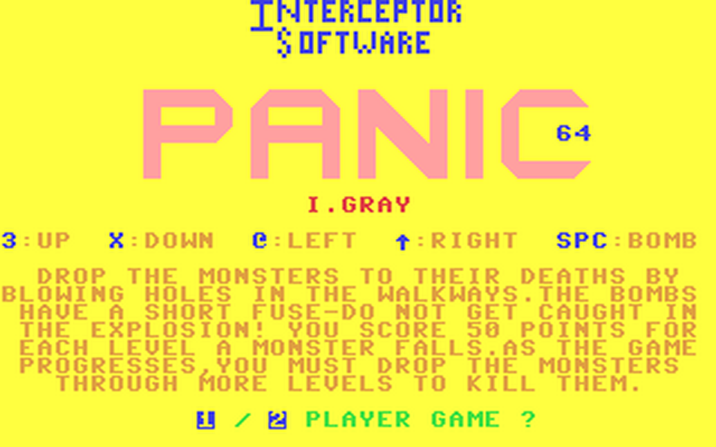 C64 GameBase Panic_64 Interceptor_Software 1983