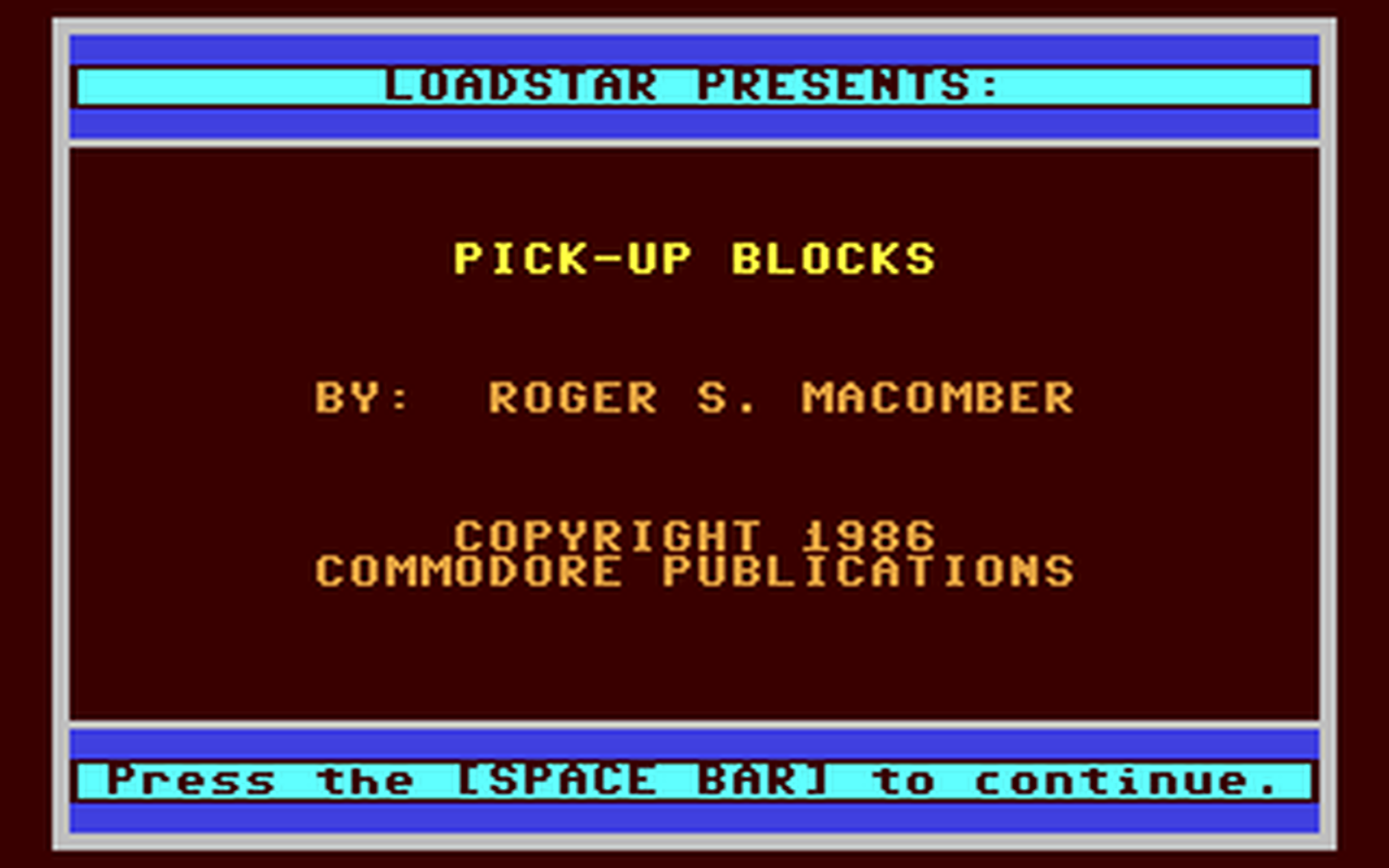 C64 GameBase Pick-Up_Blocks Commodore_Microcomputers_Magazine 1986