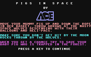 C64 GameBase Pigs_in_Space ACE_(Advanced_Computer_Entertainment) 1984