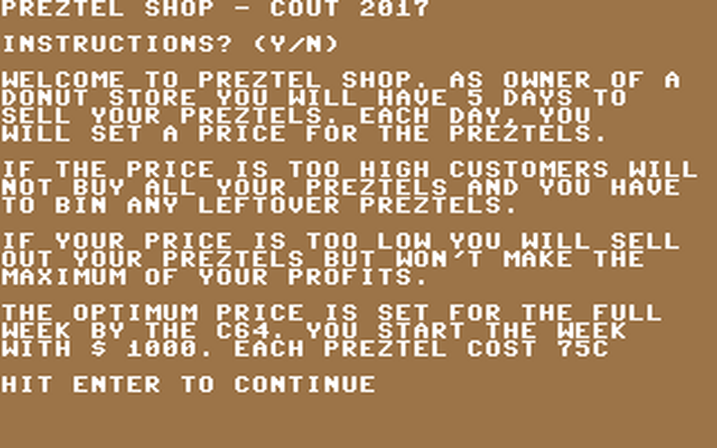 C64 GameBase Pretzel_Shop (Public_Domain) 2017