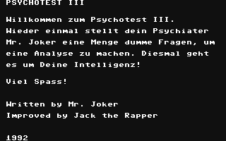 C64 GameBase Psychotest_III B-Soft_PD 1995