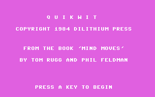 C64 GameBase Quikwit dilithium_Press 1984