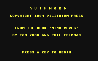 C64 GameBase Quikword dilithium_Press 1984