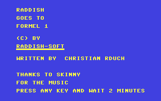 C64 GameBase Raddish_goes_to_Formel_1 Rätz-Eberle_Verlag/Computer_Kontakt 1985