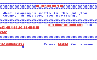 C64 GameBase Recollect_-_A_Game_of_Remembering Loadstar/Softalk_Production 1985