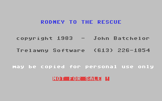 C64 GameBase Rodney_to_the_Rescue Trelawny_Software 1983