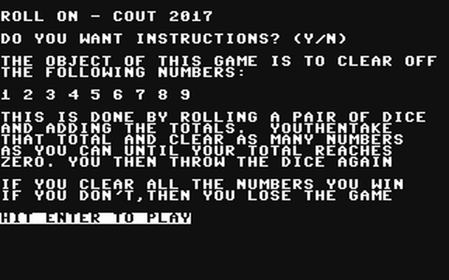 C64 GameBase Roll_On (Public_Domain) 2017