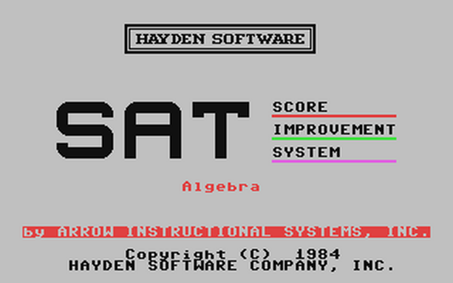 C64 GameBase SAT_Score_Improvement_System_-_Algebra Hayden_Software_Co.,_Inc. 1984