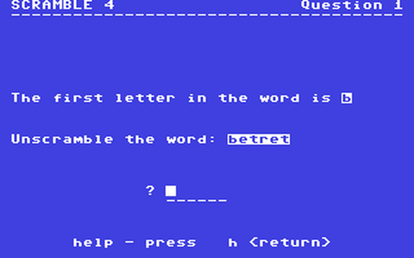C64 GameBase Scramble_4 Commodore_Educational_Software