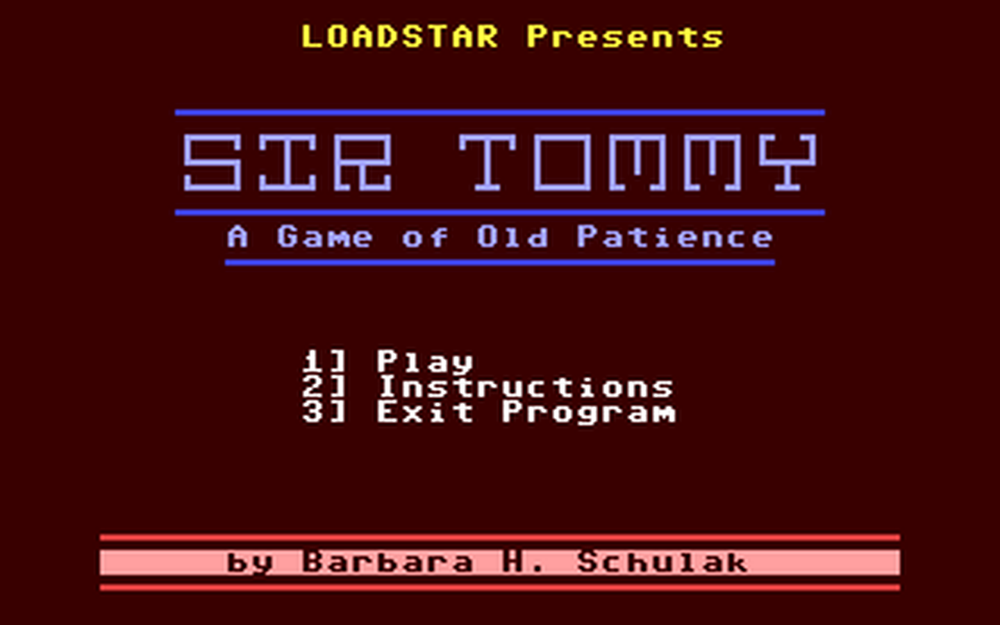 C64 GameBase Sir_Tommy_-_A_Game_of_Old_Patience Loadstar/Softdisk_Publishing,_Inc. 1988