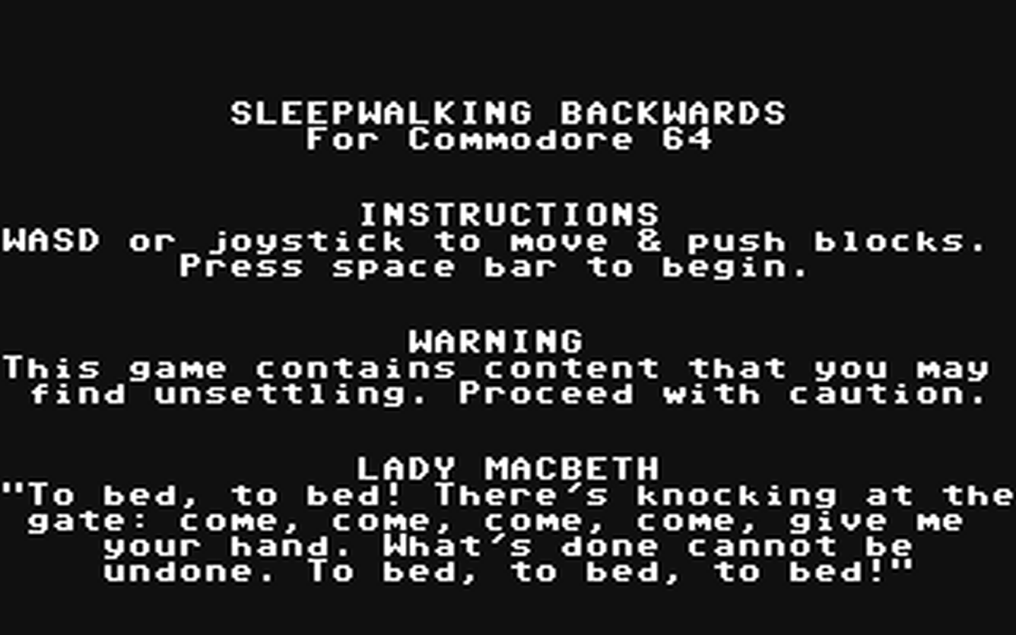 C64 GameBase Sleepwalking_Backwards (Public_Domain) 2012