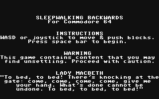 C64 GameBase Sleepwalking_Backwards (Public_Domain) 2012