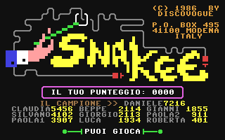 C64 GameBase Snakee Editronica_s.r.l./Radio_Elettronica_&_Computer 1987