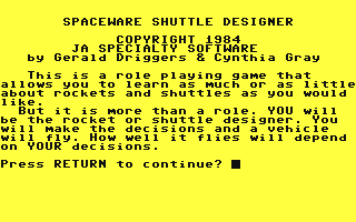 C64 GameBase SpaceWare_-_Shuttle_Designer Simpletec,_Inc. 1985