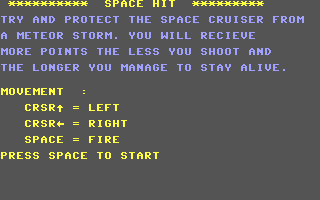C64 GameBase Space_Hit Robtek_Ltd. 1986