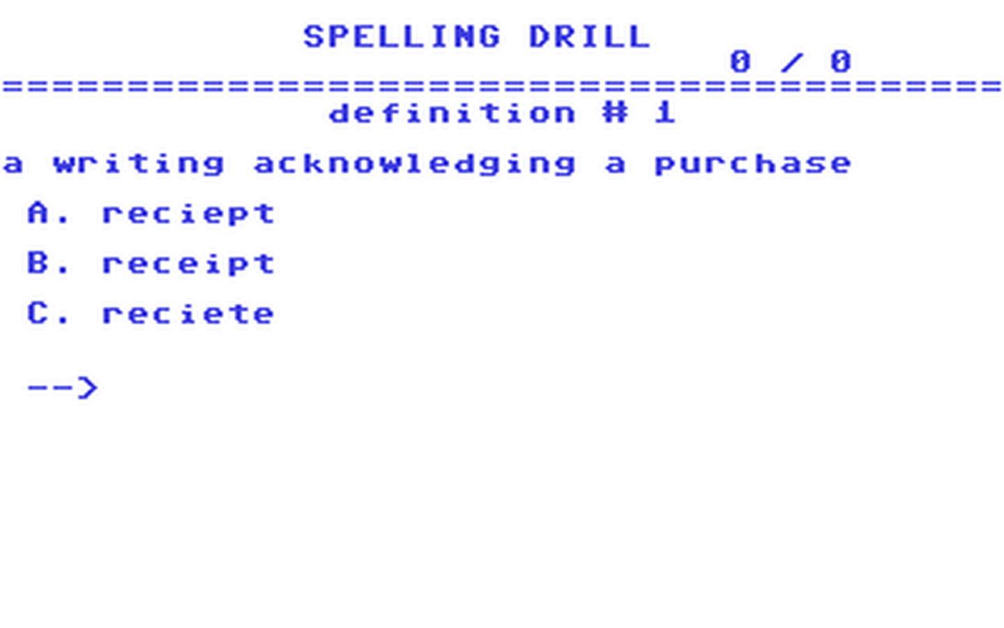 C64 GameBase Spelling_Drill_#010 Loadstar/Softalk_Production 1985