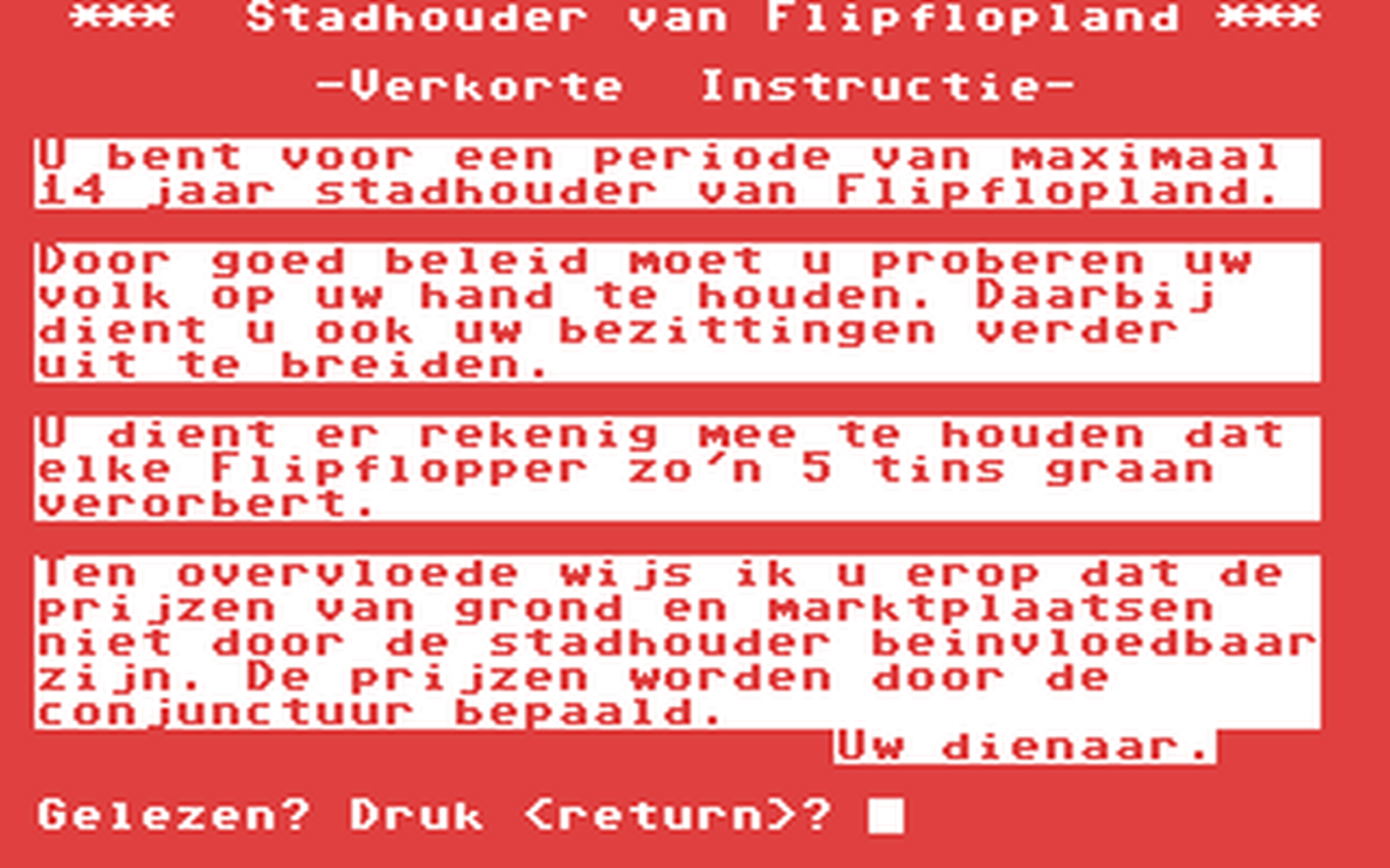 C64 GameBase Stadhouder_van_Flipflopland Kluwer_Technische_Boeken_B.V. 1985