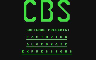 C64 GameBase Success_with_Algebra_-_Binomial_Multiplication_and_Factoring CBS_Software 1984