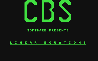 C64 GameBase Success_with_Math_-_Linear_Equations CBS_Software 1983