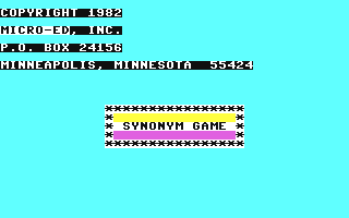 C64 GameBase Synonym_Game Micro-Ed,_Inc. 1982