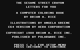 C64 GameBase Sesame_Street_Crayon,_The_-_Letters_for_You Polarware,_Inc. 1988