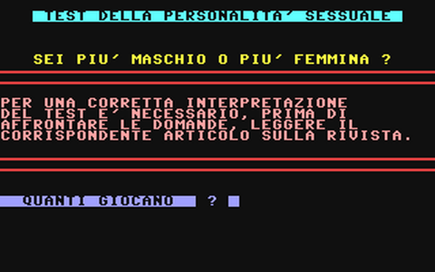 C64 GameBase Test_della_Personalita_Sessuale Edizione_Logica_2000/Logica_2000 1985