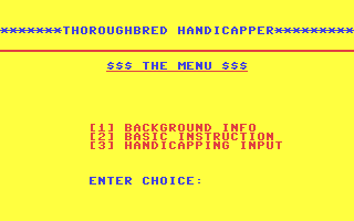C64 GameBase Thoroughbred_Handicapper Federal_Hill_Software 1984